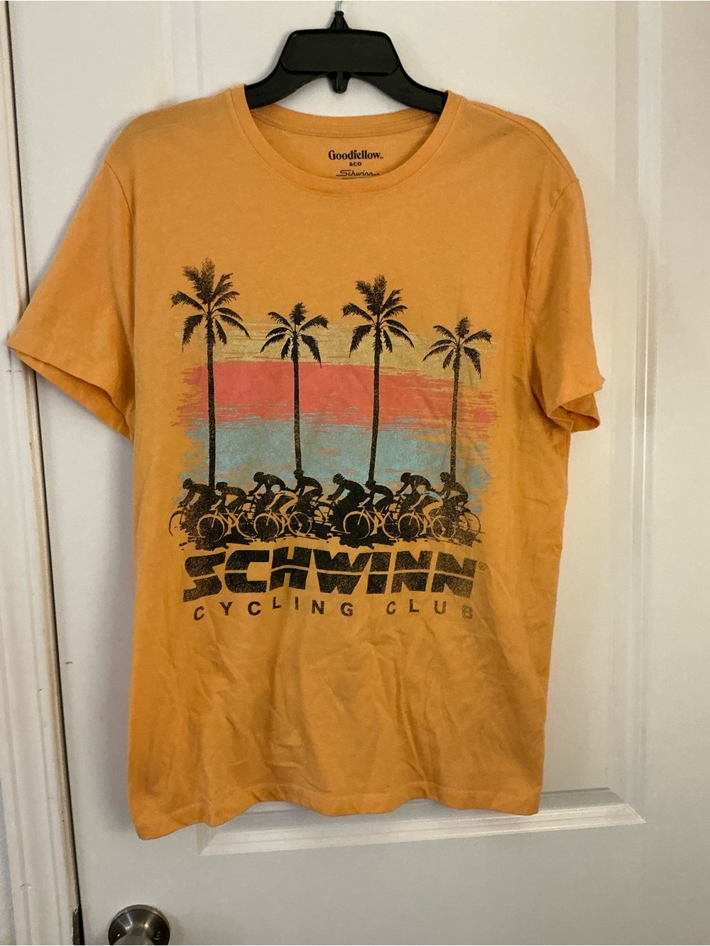 Goodfellow Schwinn Cycling Club Graphic T-Shirt Retro Sunset Palm Tree Size L